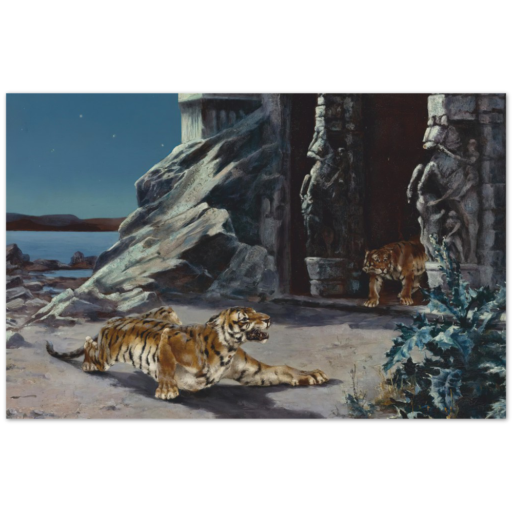 Print Material Tigers At A Temple Entrance Gelato