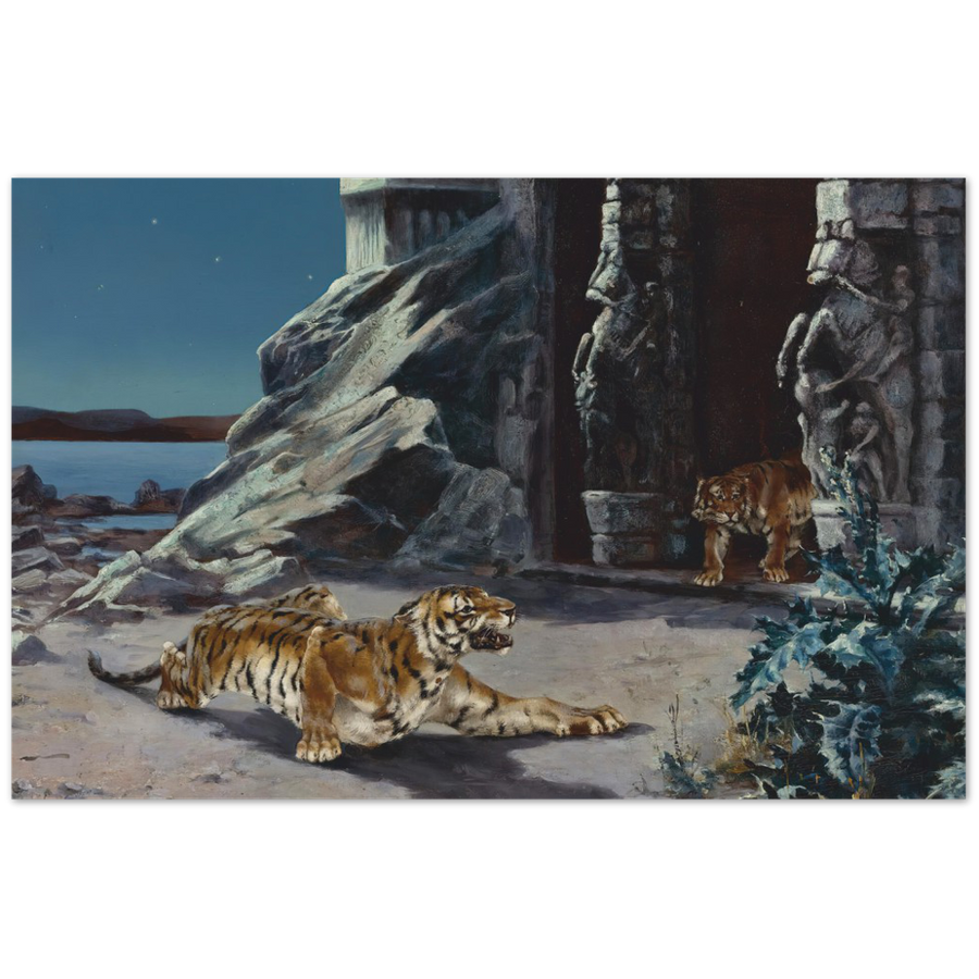 Print Material Tigers At A Temple Entrance Gelato